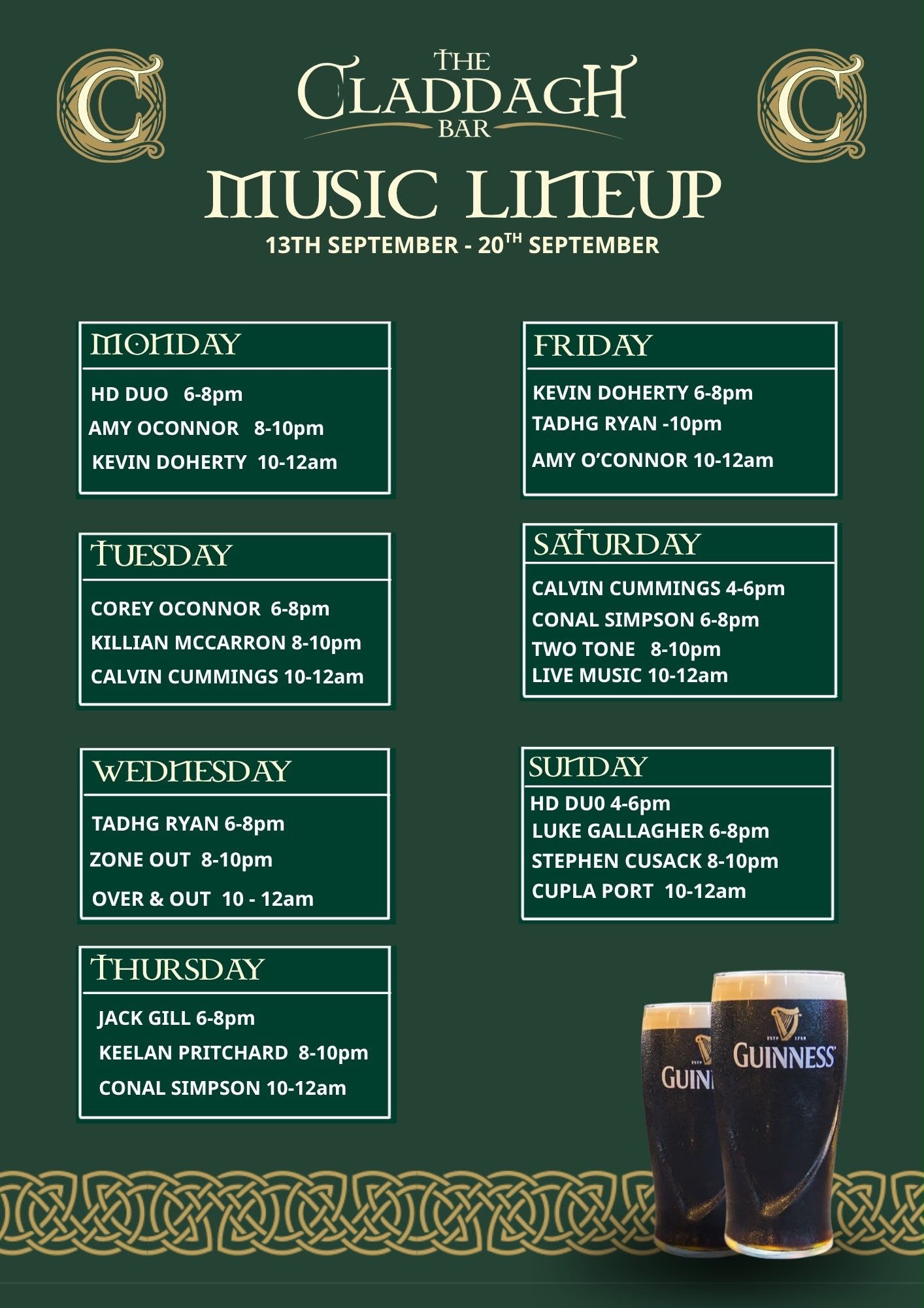 The Claddagh live music schedule